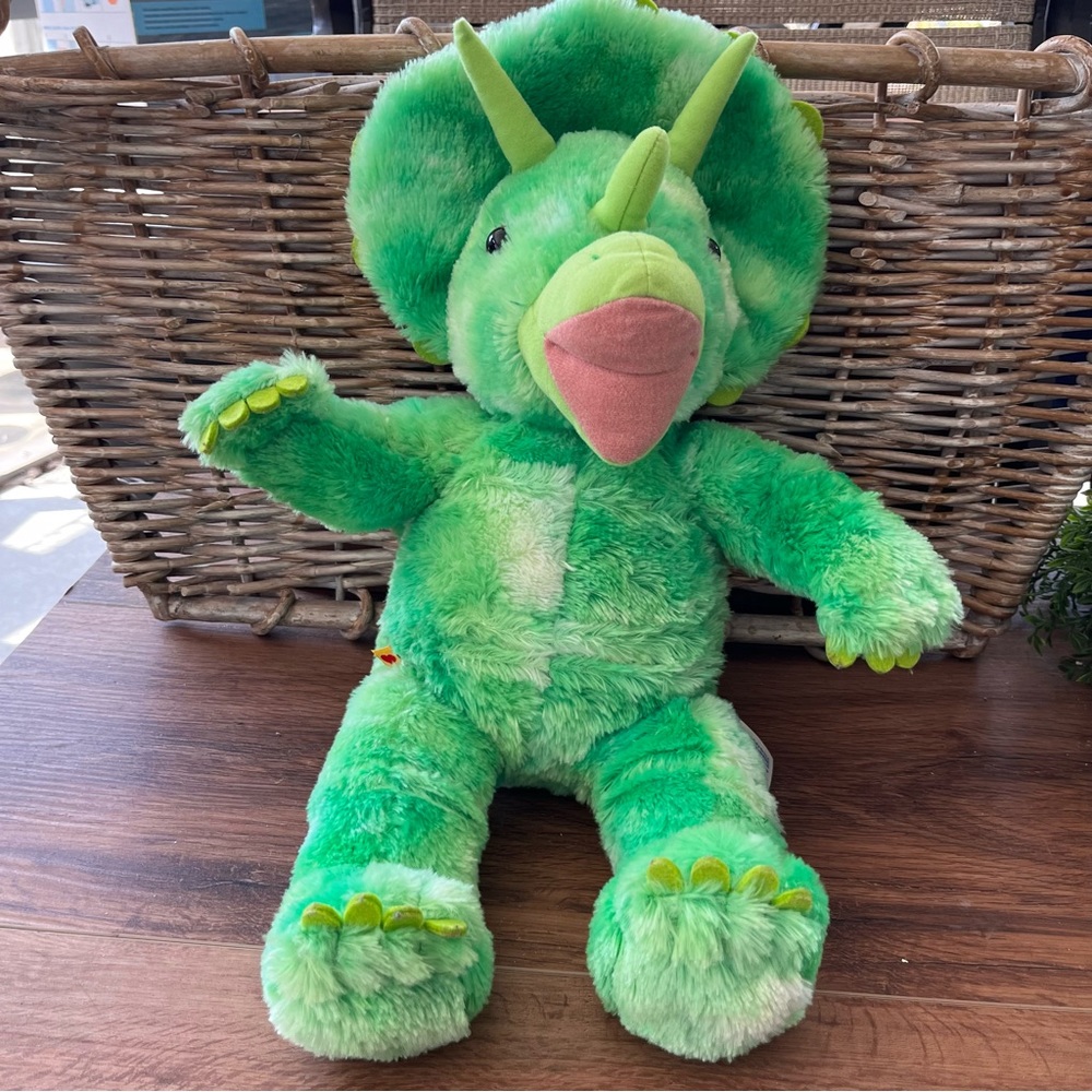 Green dinosaur triceratops plush  build a bear workshop.  18”